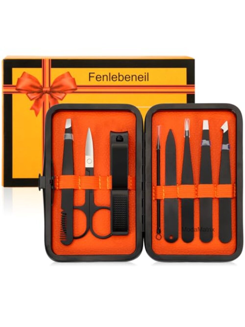 9 Piece Stainless Steel Tweezers and Nail Clipper Travel Grooming Kit